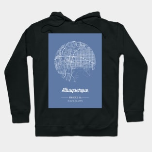 City map in blue: Albuquerque New Mexico, USA with retro vintage flair Hoodie